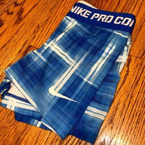 Blue/White Nike Pro Biker Shorts